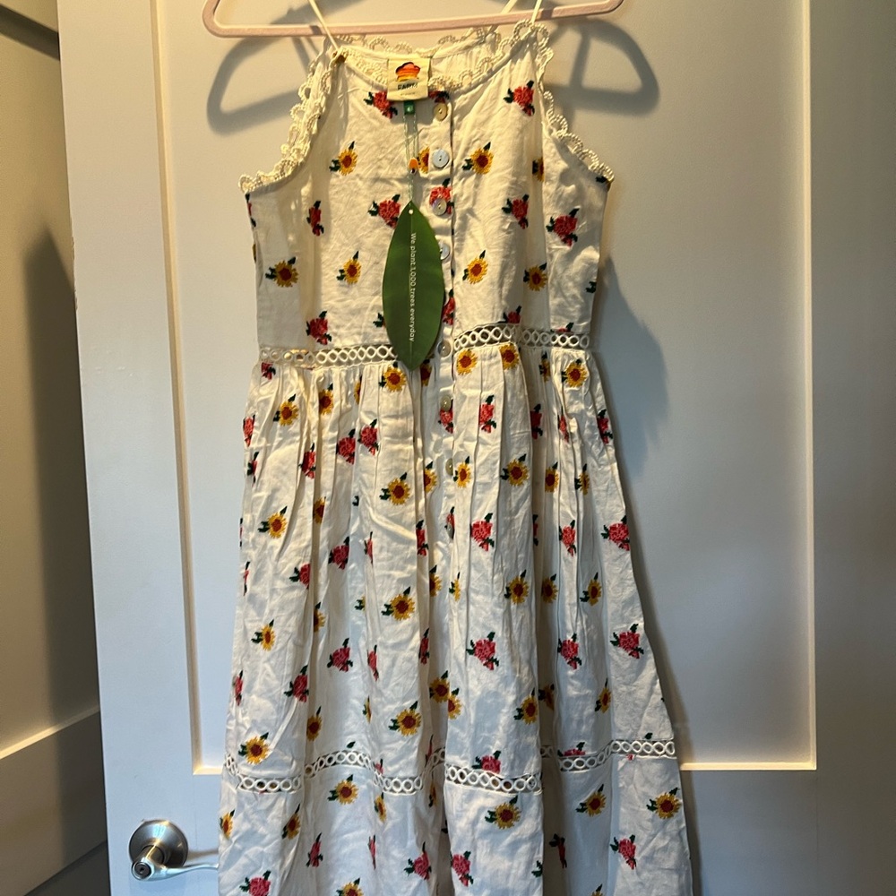 FARM Rio Cream Midi Dress with Pink and Yellow Floral Print - Picture 3 of 6